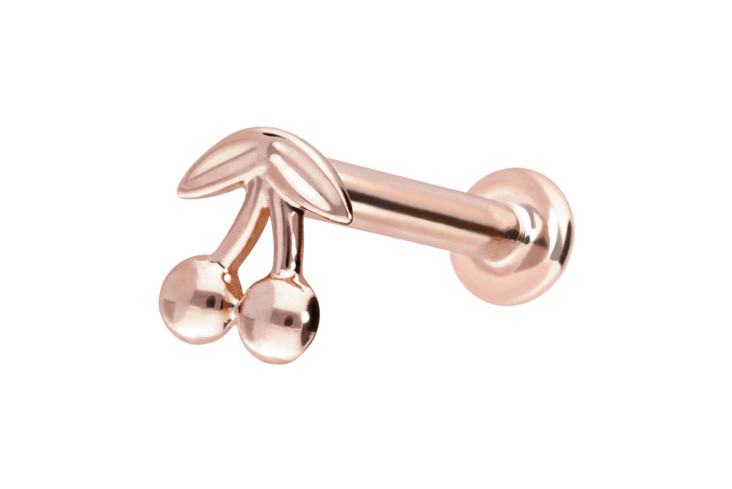 14 Karat Gold Labret Piercing mit Push Fit KIRSCHEN